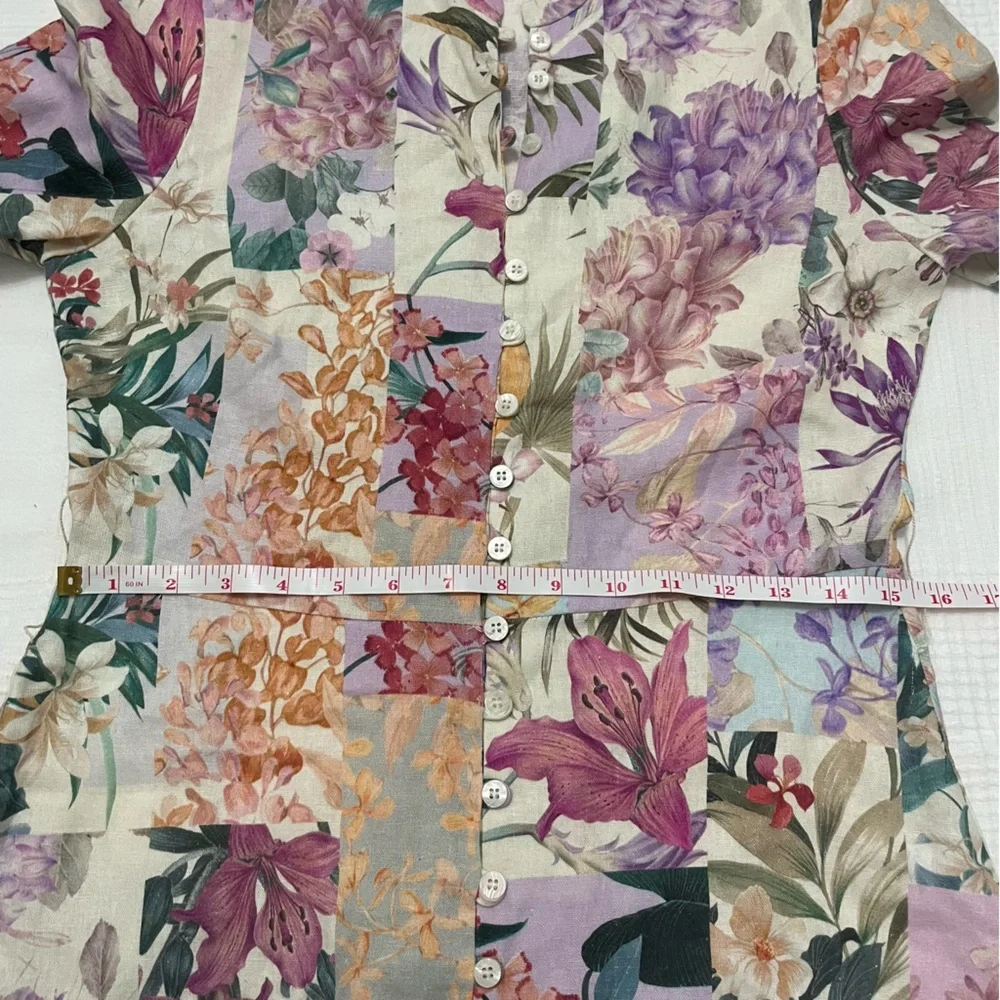 Zara Longsleeves Floral Linen Blend Dress XS EUC - Picture 9 of 11